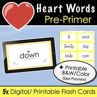 FREE Pre-Primer Heart Words - Compile Your Own Digital Flash Card Set – preview 2