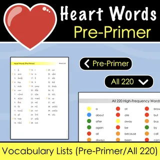 FREE Pre-Primer Heart Words - Compile Your Own Digital Flash Card Set – preview 3