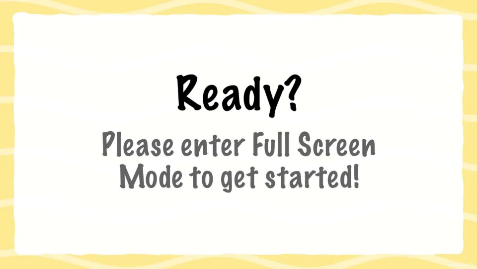 Ready? start screen asking the user to enter full screen mode before the digital card practice begins