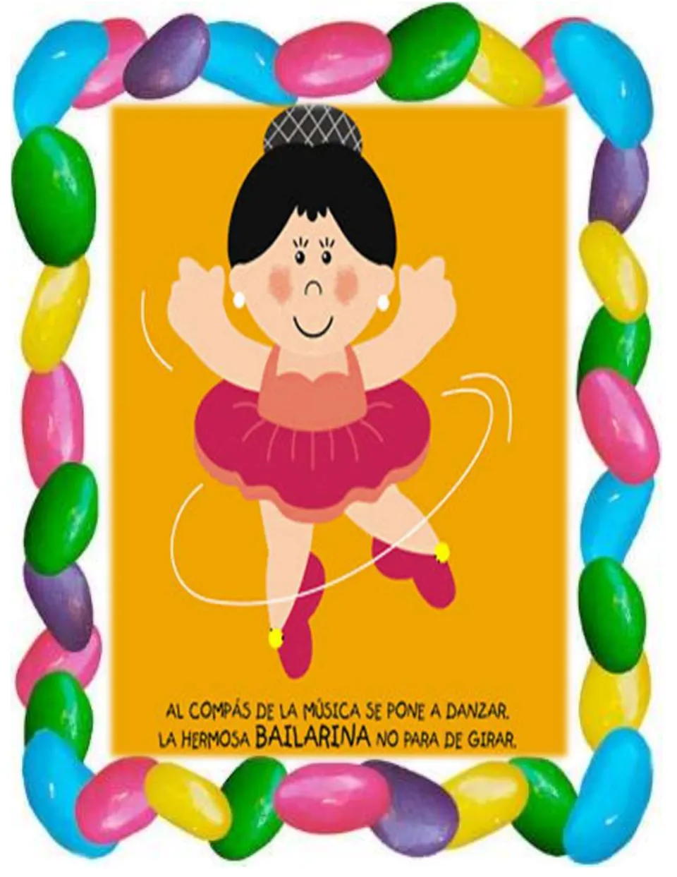 Jobs poster: ballerina spinning to music, with a two-line Spanish rhyme naming la bailarina