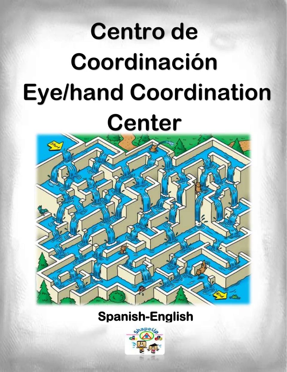 Cover of Centro de Coordinación, a Spanish-English eye/hand coordination center, with a waterfall maze from Start to End