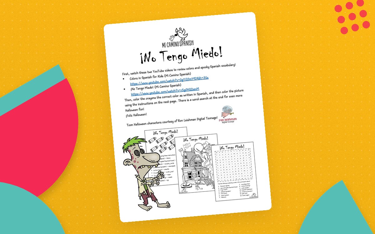 FREE Spanish Halloween Activity! (Videos, Coloring Page & Word Search!) preview