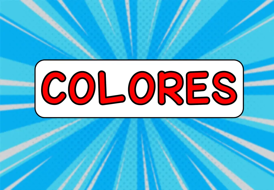Colores section divider: the Spanish word for colors in bold red letters, opening the set of color vocabulary tags