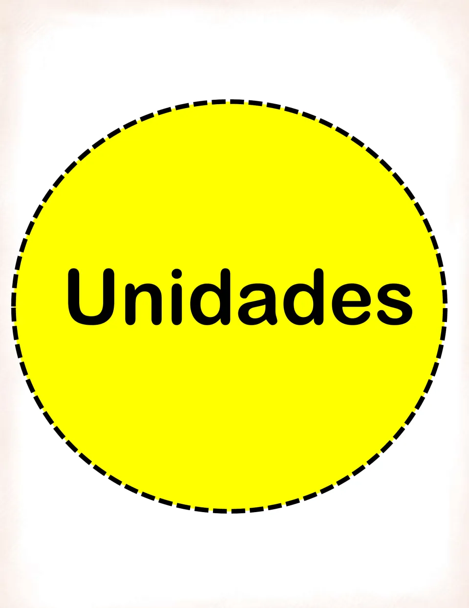 Unidades (ones) place value label: a large yellow circle card students cut out to mark the ones spot on the board