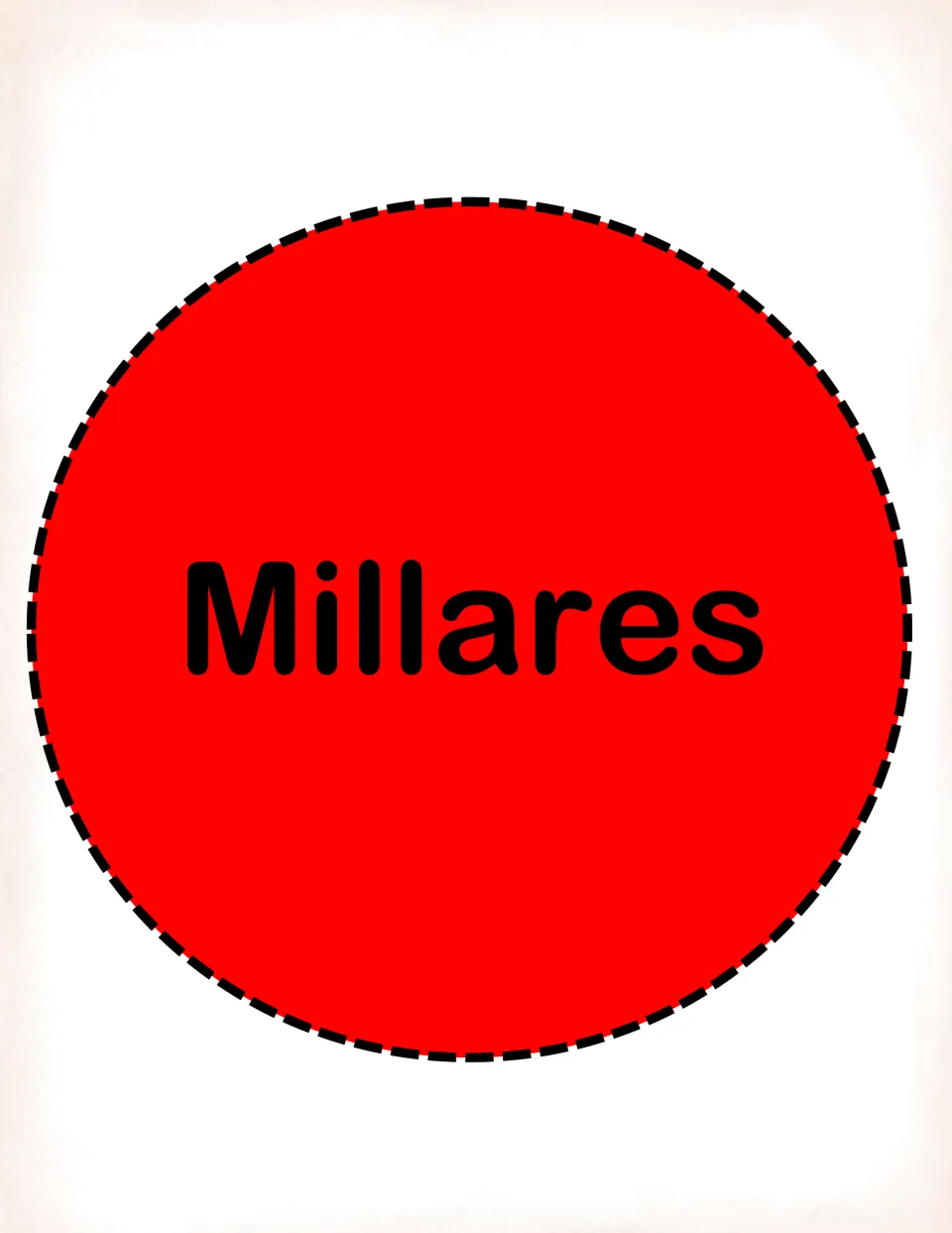 Millares (thousands) place value label: a large red circle card to cut out and post as the thousands position