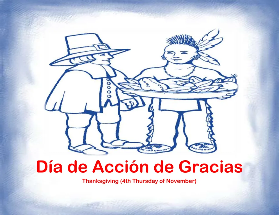 Celebration card labeled Día de Acción de Gracias (Thanksgiving), dated the fourth Thursday of November