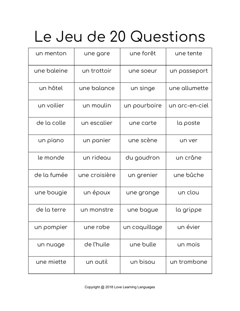 French-only version of chart 1: un menton, une gare, une forêt, une tente, une baleine and 47 more nouns