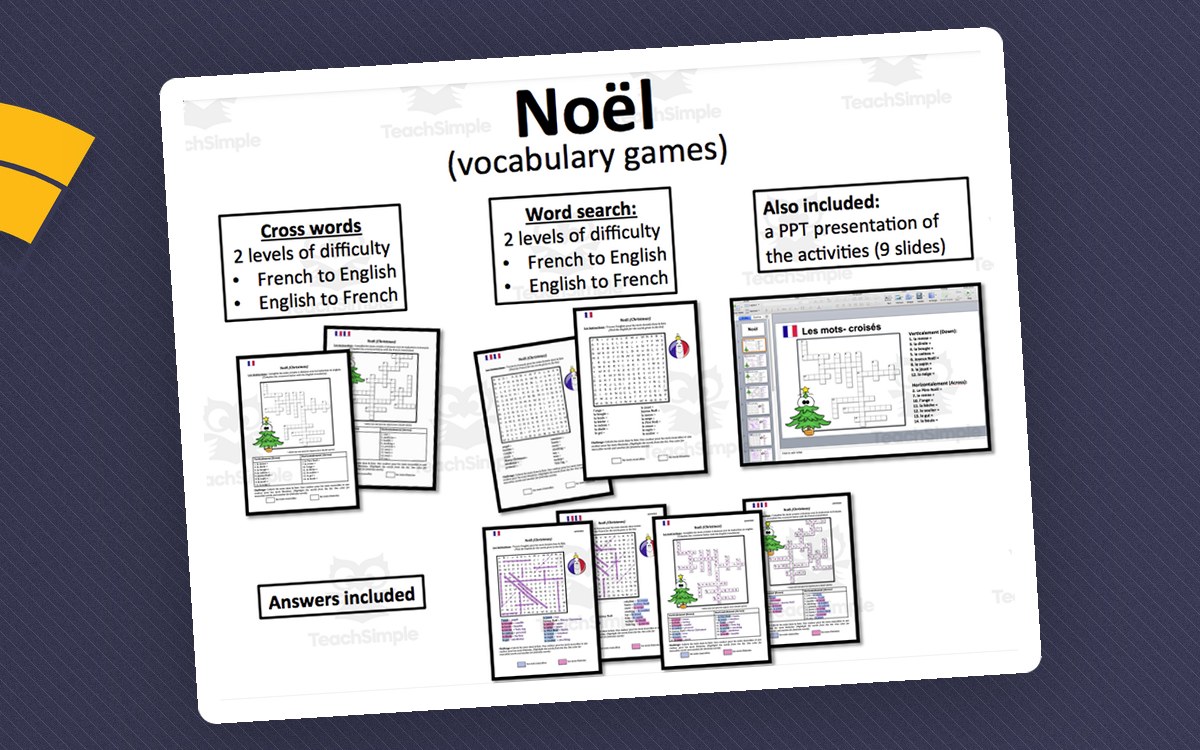 French: Christmas- Word search and Crosswords- Games preview