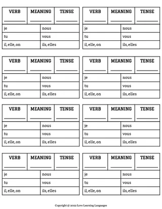 French Conjugation Tables – 3 Blank Templates – sample page 3
