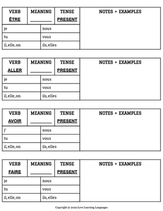 French Irregular Verb Conjugation Tables - Present Tense – cover