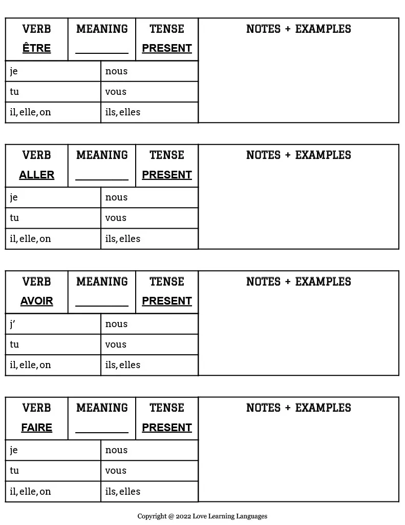 French Irregular Verb Conjugation Tables - Present Tense – cover