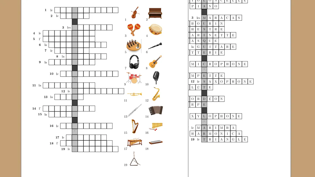 French Crossword Puzzle Music - La Musique – cover
