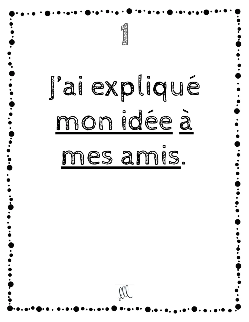 French pronoun card 1: J’ai expliqué mon idée à mes amis (I explained my idea to my friends).