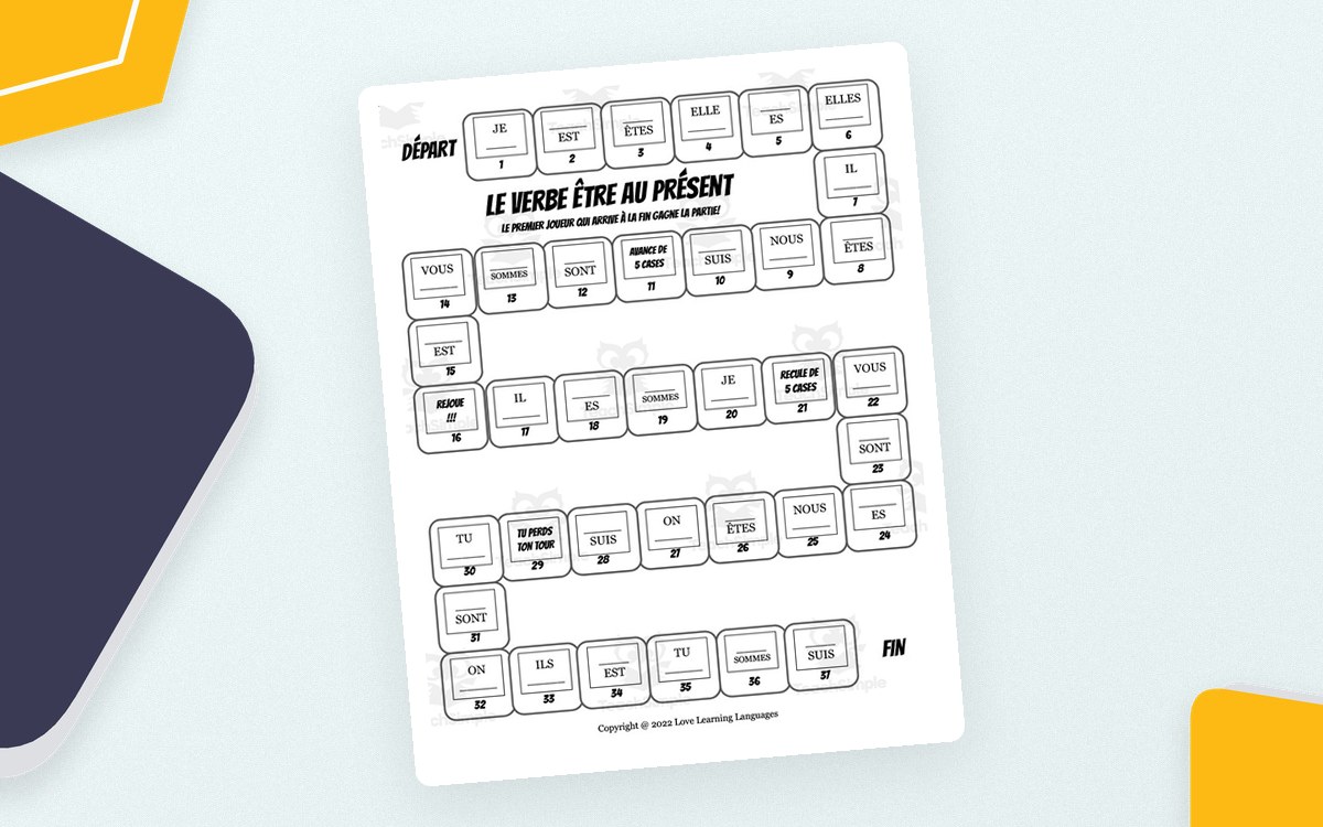 French Être Conjugation Board Game – Present Tense preview