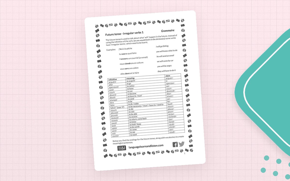French Future Tense – Irregular Verbs Worksheet preview