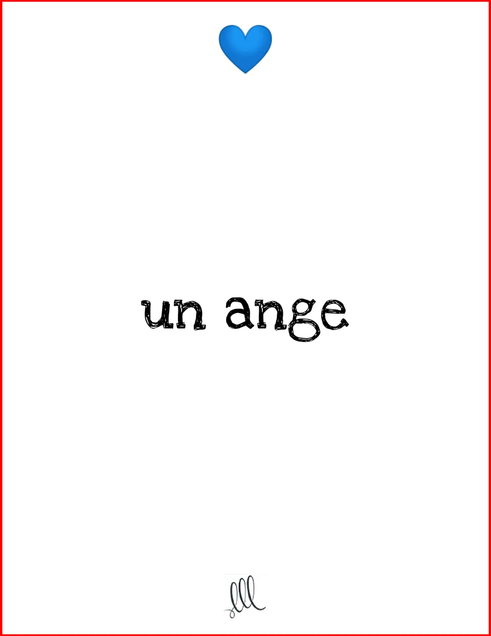 Speaking game card 'un ange' (an angel), a Valentine's Day prompt for naming three related things