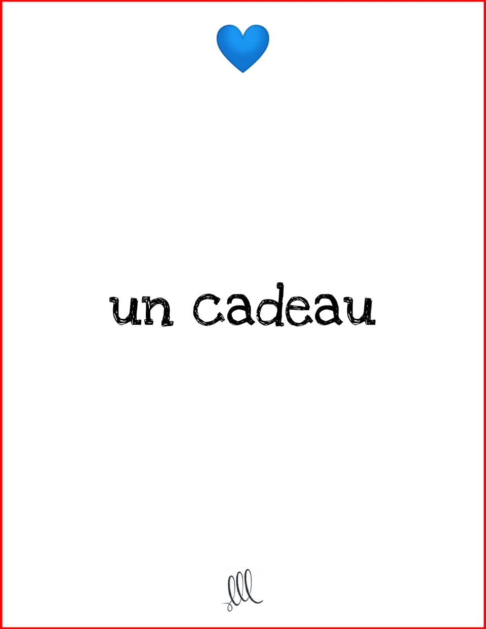 Prompt card 'un cadeau' (a gift) from the Valentine's Day set; players say three things about it