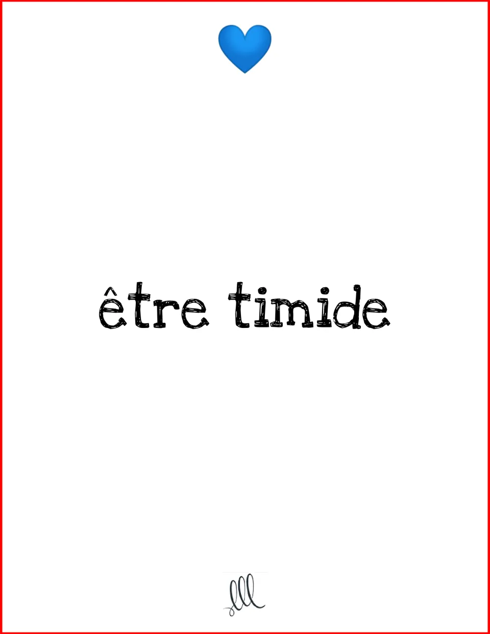 French prompt card 'être timide' (to be shy); students give three comments about the phrase