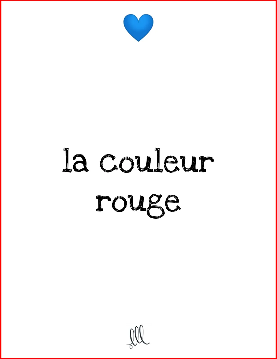 Speaking card 'la couleur rouge' (the color red) from the French Valentine's Day prompt card set