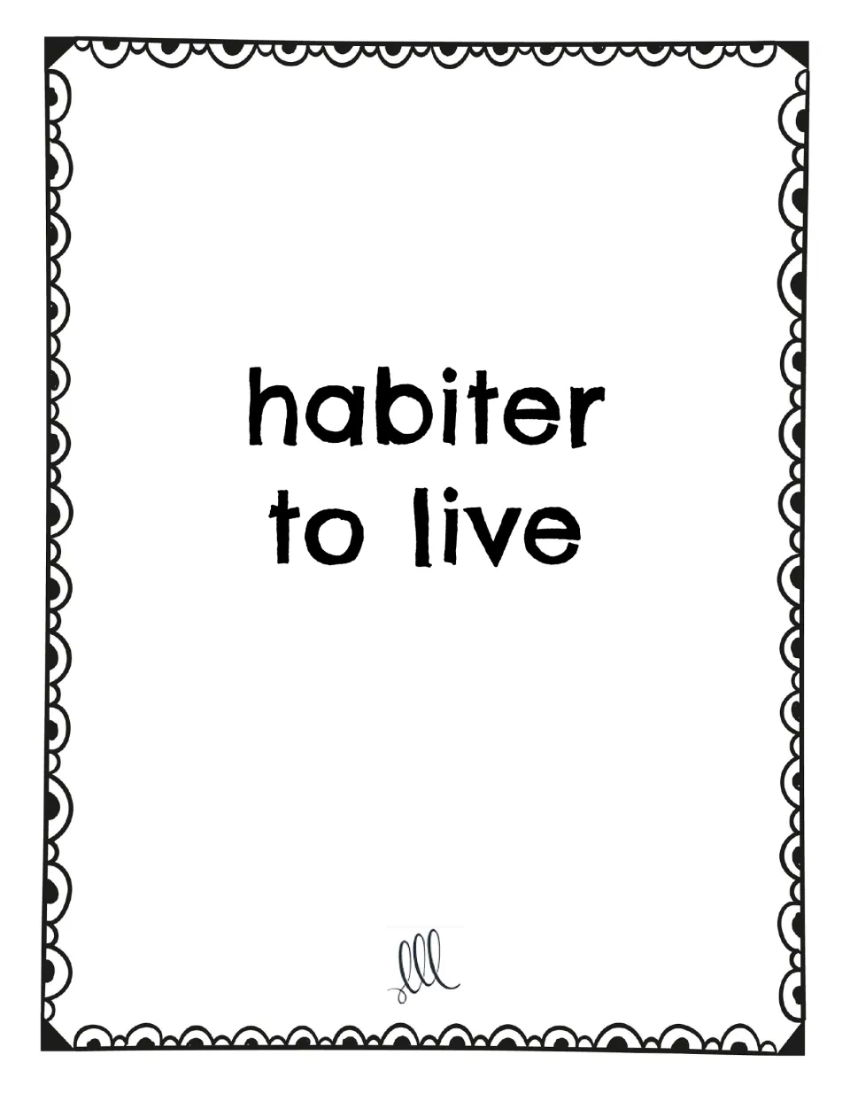 French -ER verb game card featuring habiter (to live), with the French infinitive and its English meaning