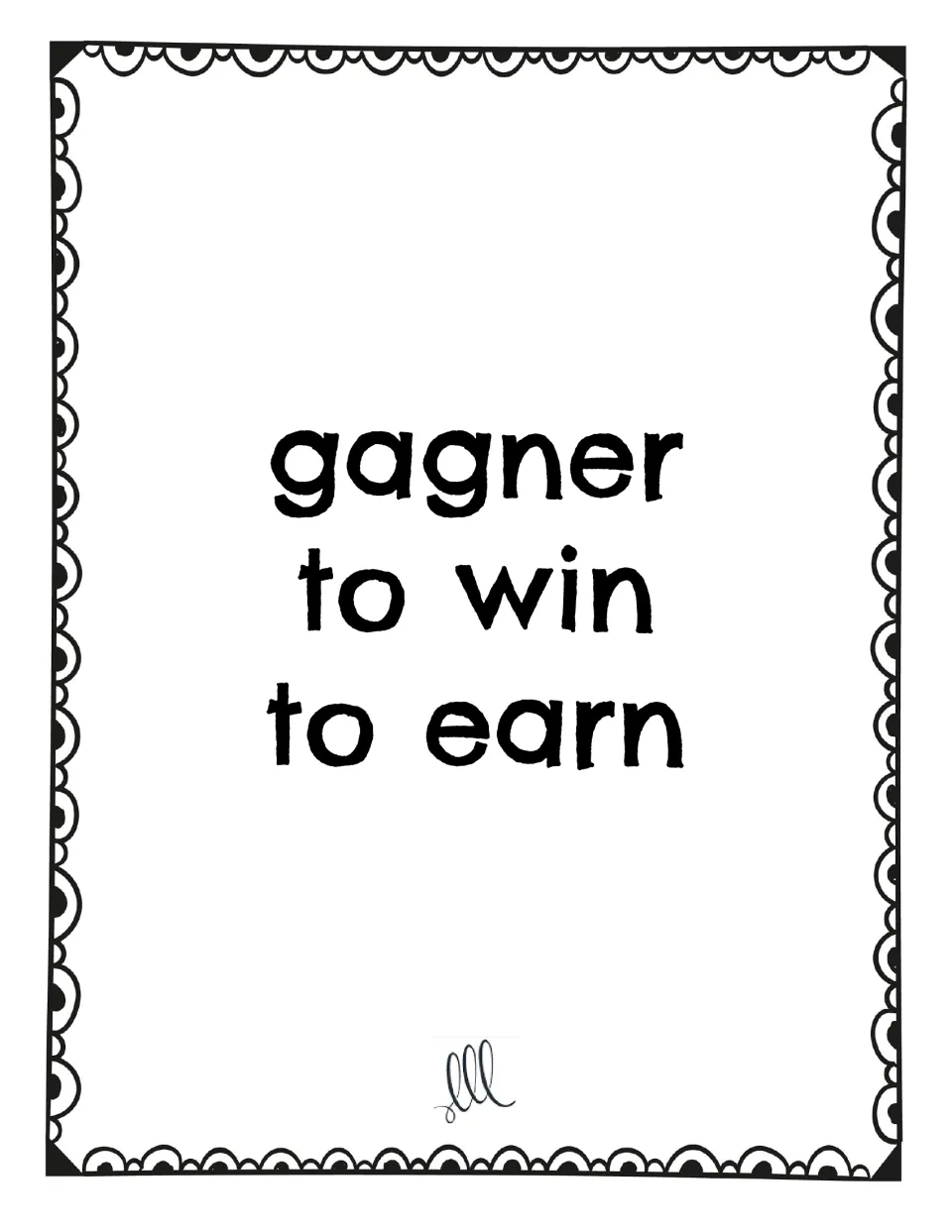 French -ER verb game card featuring gagner, with two English meanings listed beneath it: to win and to earn