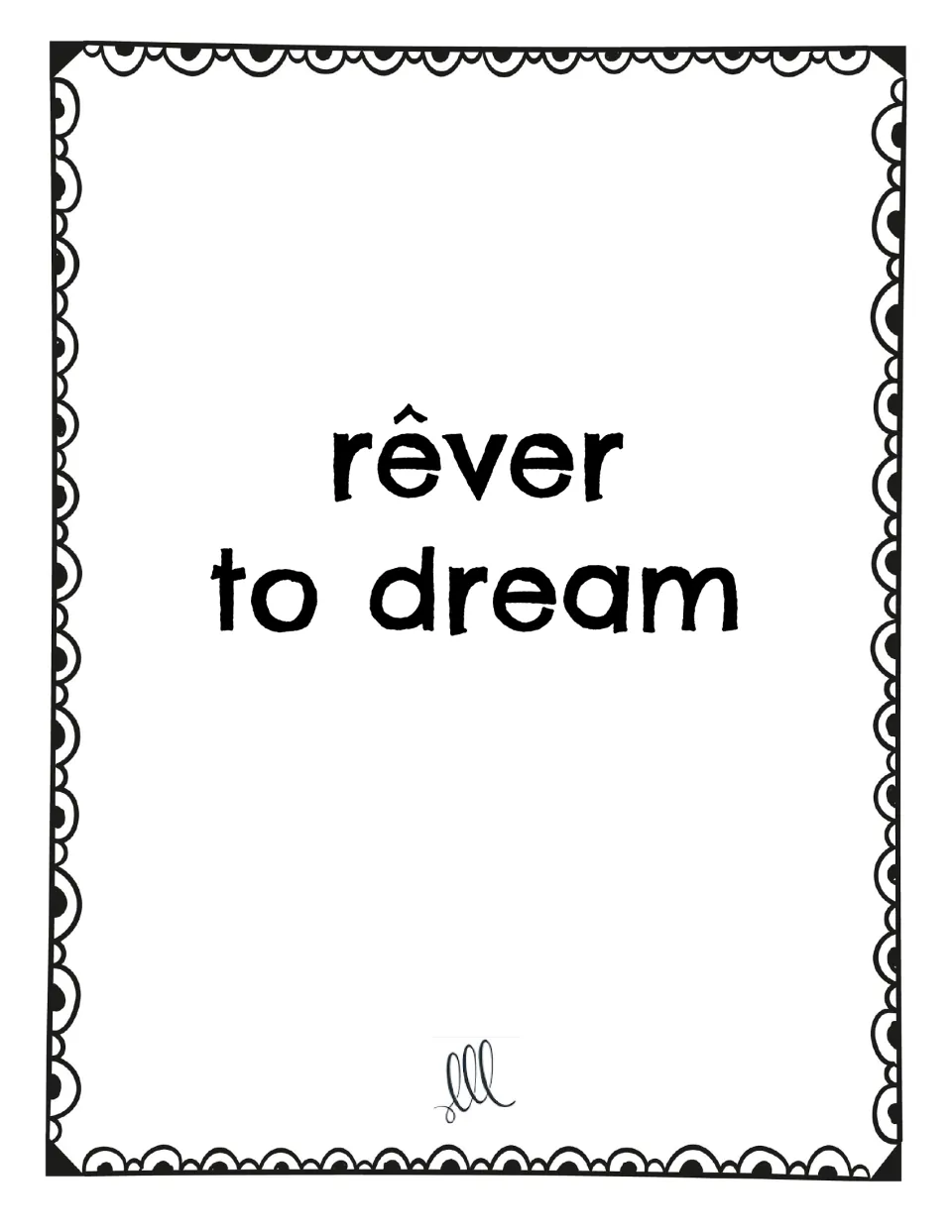 French -ER verb game card featuring rêver (to dream), with the French infinitive and its English meaning