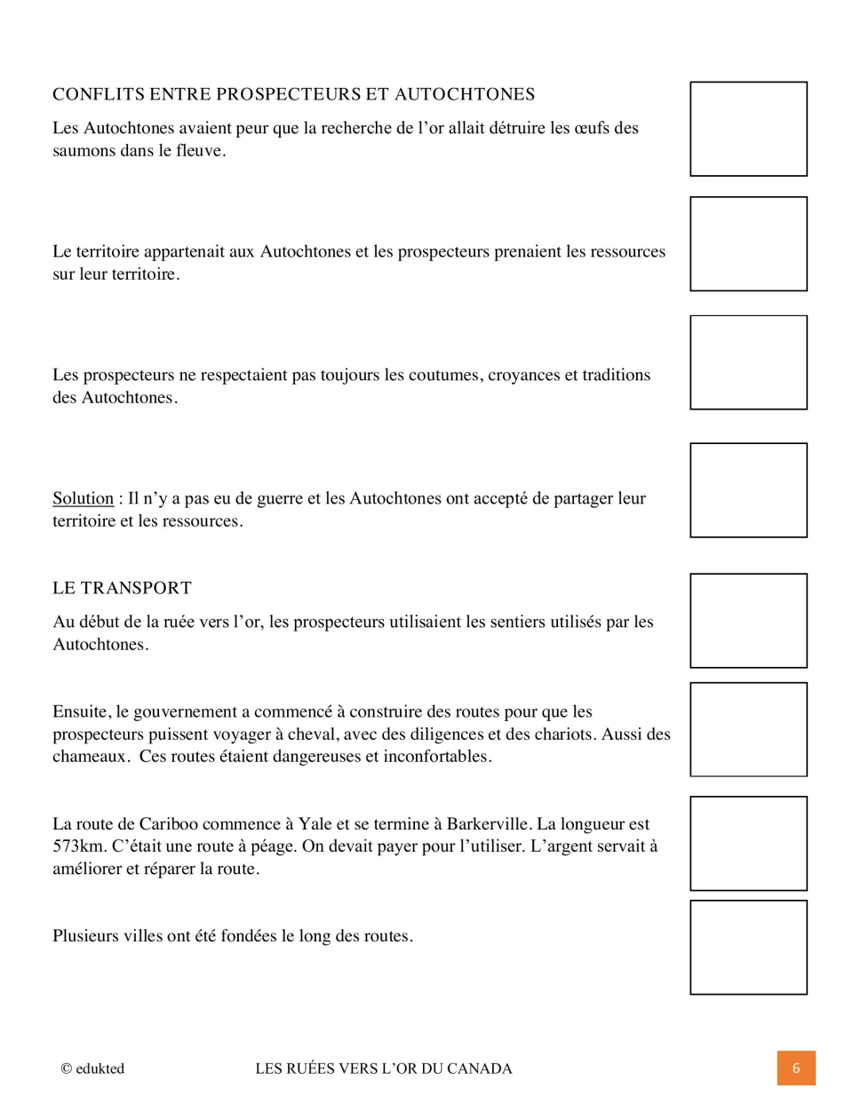 French reading to illustrate covers conflicts between prospectors and Indigenous peoples and transportation