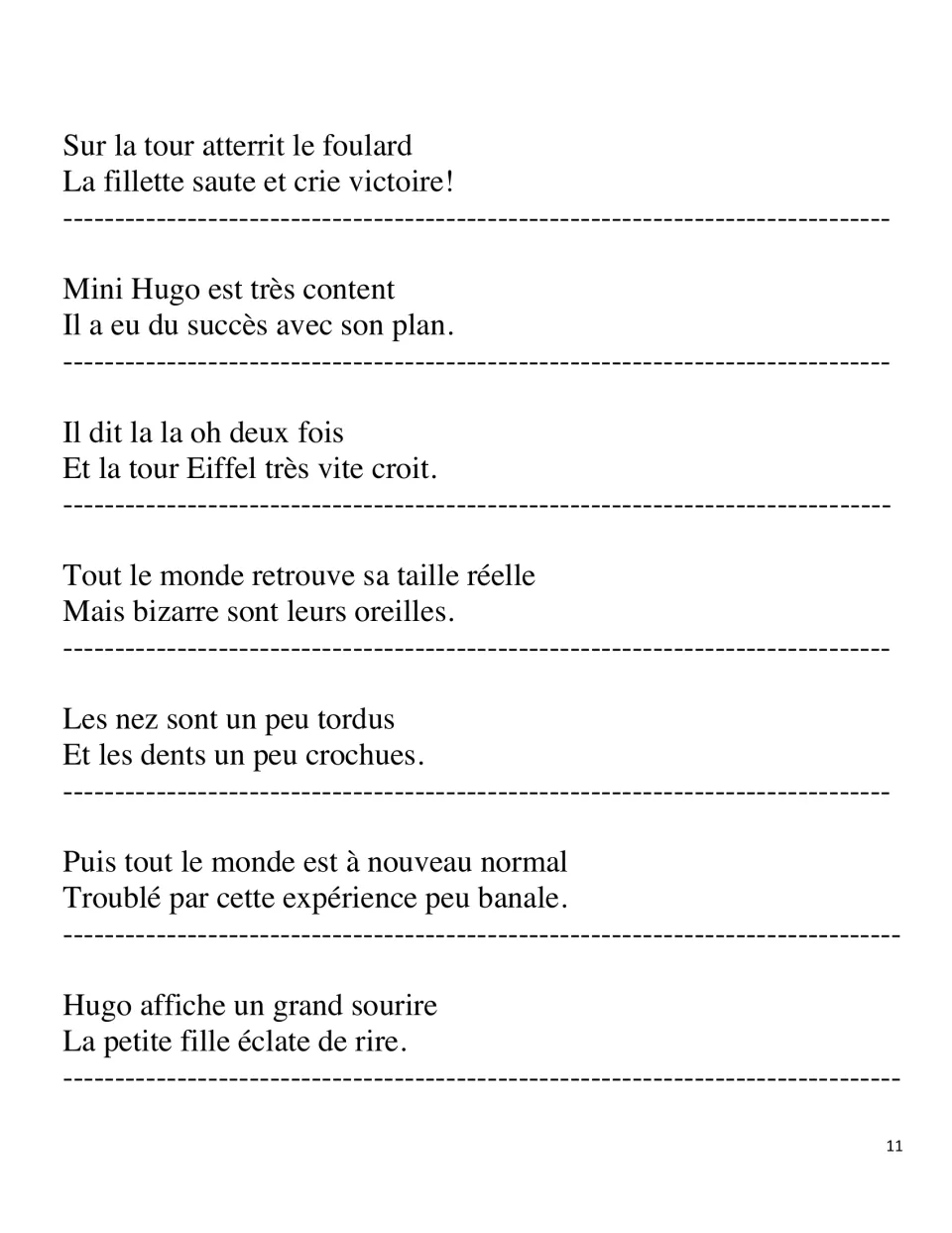 Drama activity cut-out pieces: seven more couplet strips, from the scarf landing on the tower to the girl laughing
