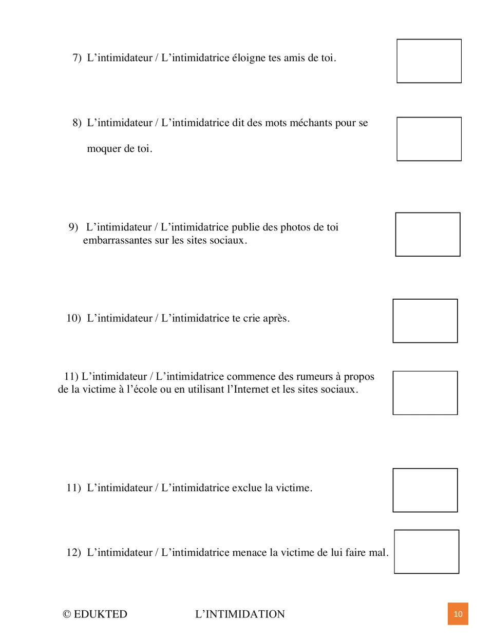 French bullying drawing activity continues with isolation, mocking, embarrassing posts, and four more acts
