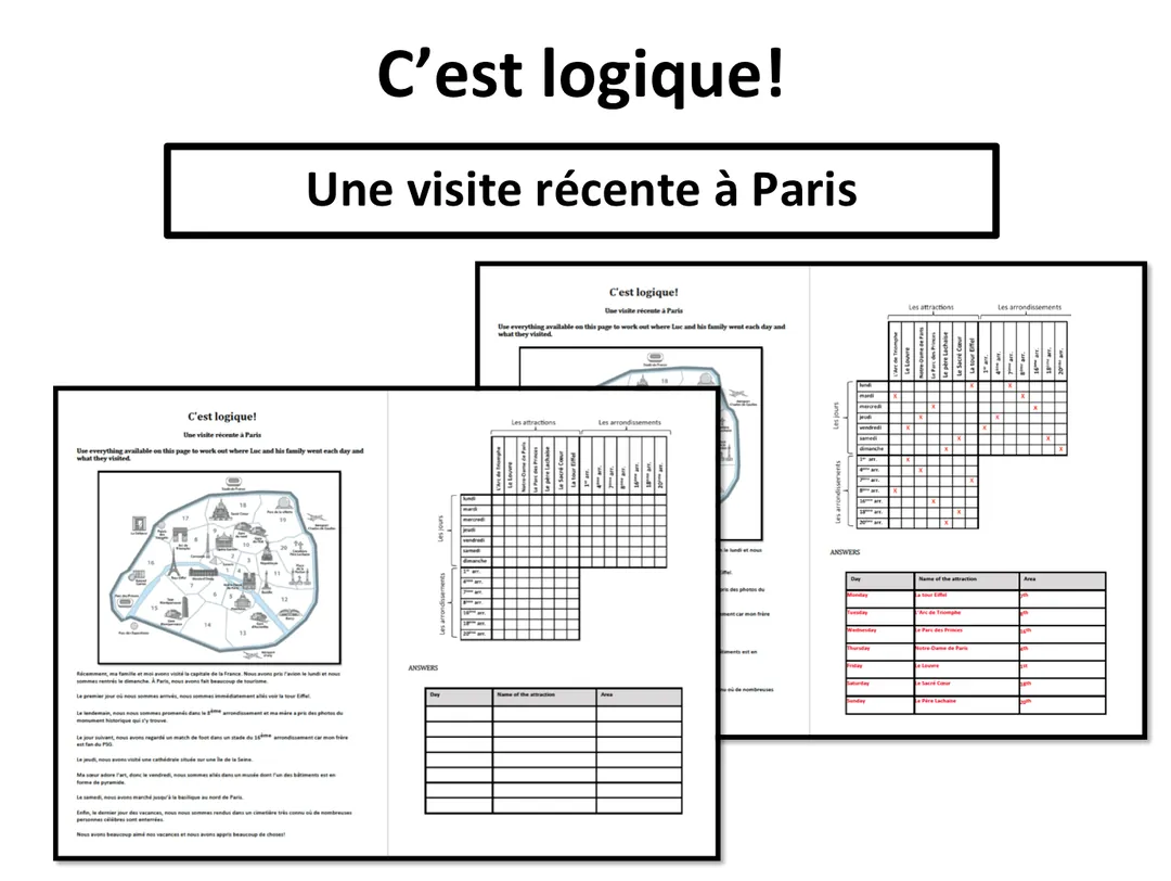 French: Logic Puzzle- A recent trip to Paris – cover
