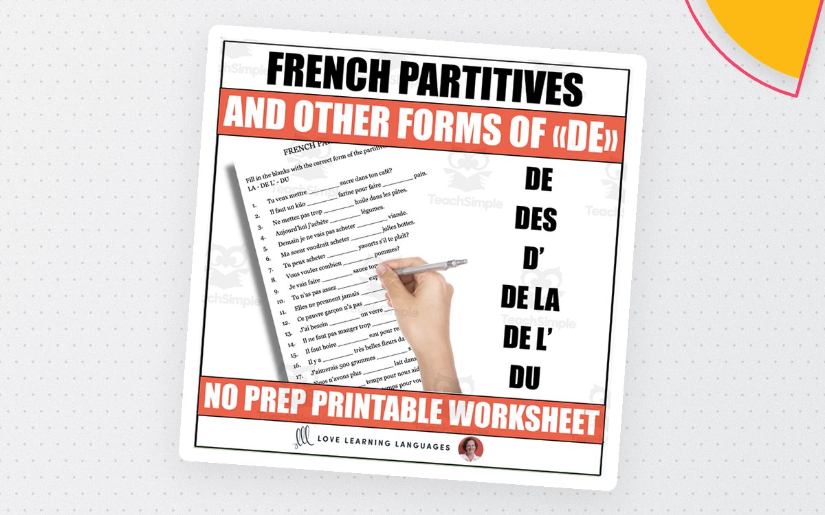French Partitive Articles & More Ways to Use DE Worksheet Activity preview