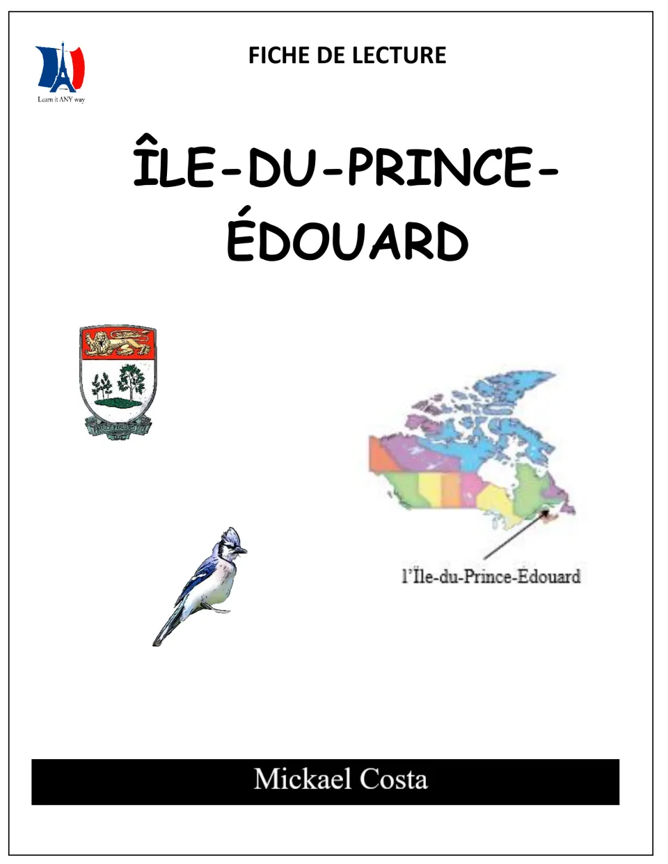 French reading packet cover: Île-du-Prince-Édouard (Prince Edward Island), by Mickael Costa, with a Canada map