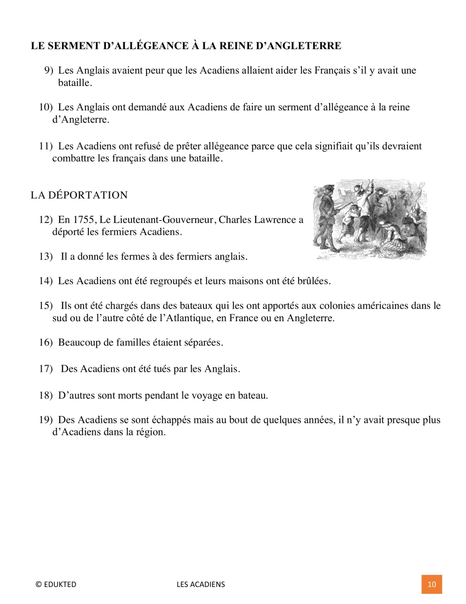 Level 1 Acadian reading passage, part 2: the allegiance oath, the 1755 deportation, and separated families