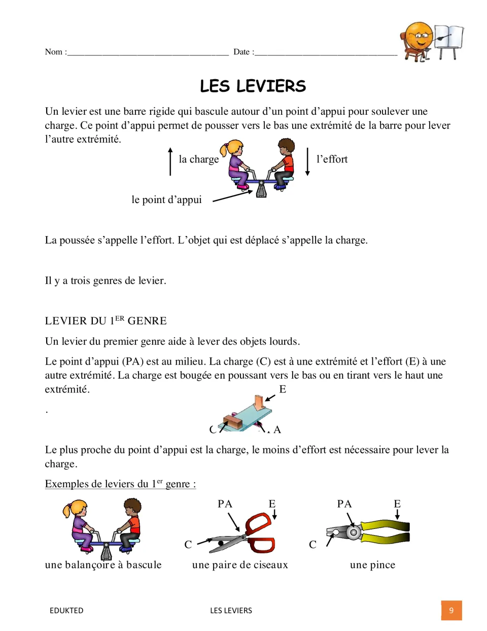 French passage, part 1: lever basics and first-class levers, with seesaw, scissors, and pliers diagrams