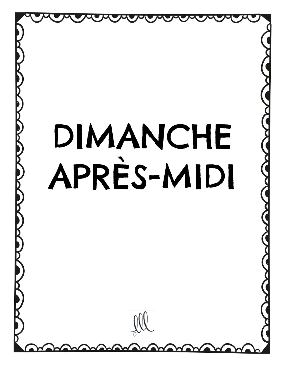 French speaking prompt card: “Dimanche après-midi” (Sunday afternoon), a topic for telling three related facts