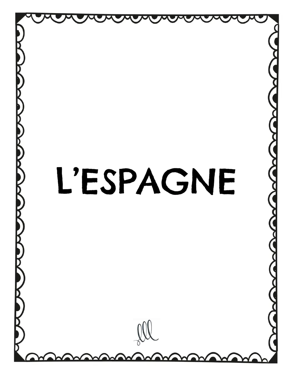 French speaking prompt card: “L’Espagne” (Spain), a country topic for students to tell three related facts