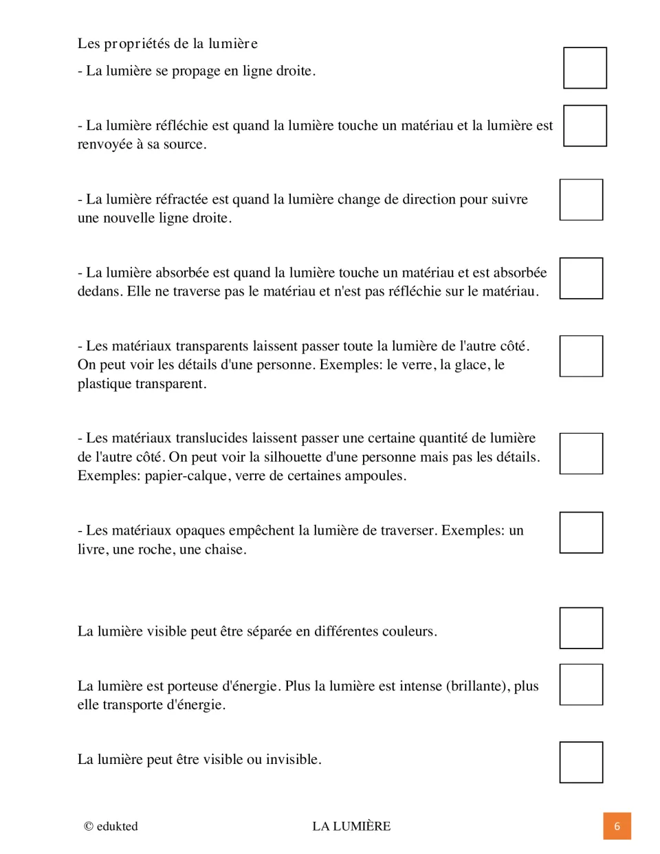 Light fact sheet 1 continues the illustration task with reflection, refraction, absorption, and material types
