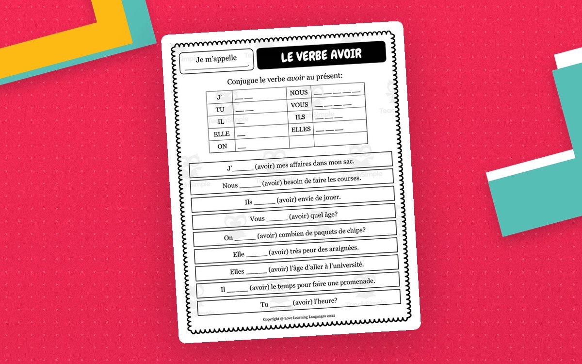 French avoir worksheet with sentence completions and a connected passage.