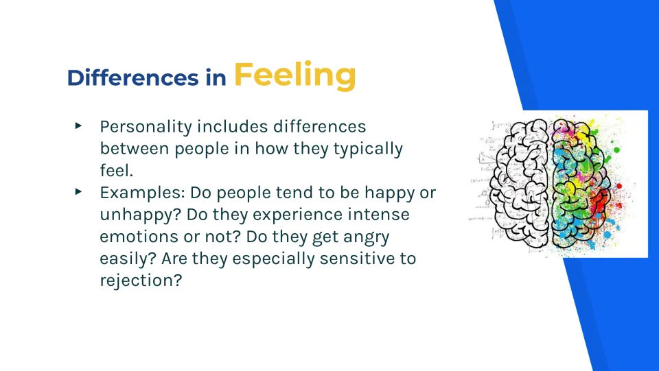 Feeling differences slide using happiness, emotional intensity, anger, and sensitivity to rejection as examples