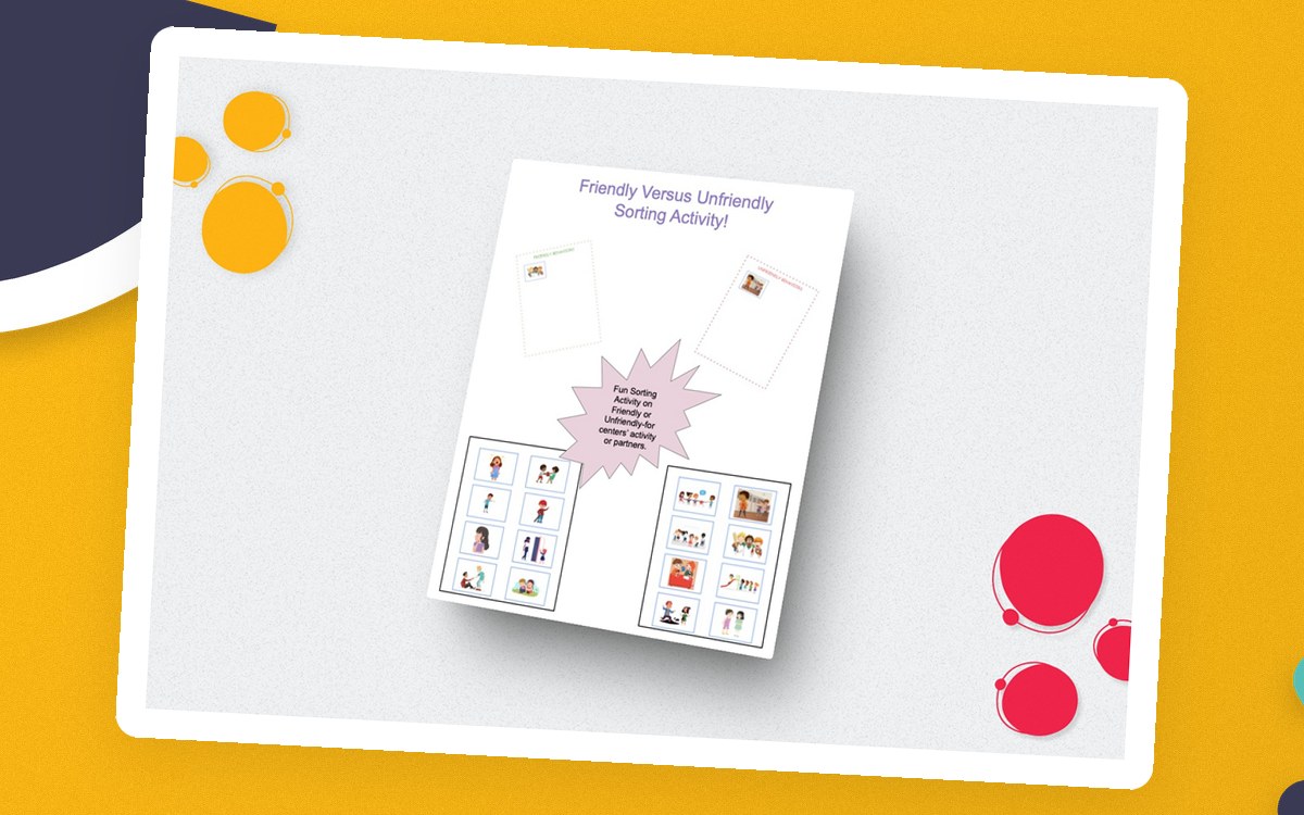 Friendly Versus Unfriendly Behaviors SEL Sorting Activity preview
