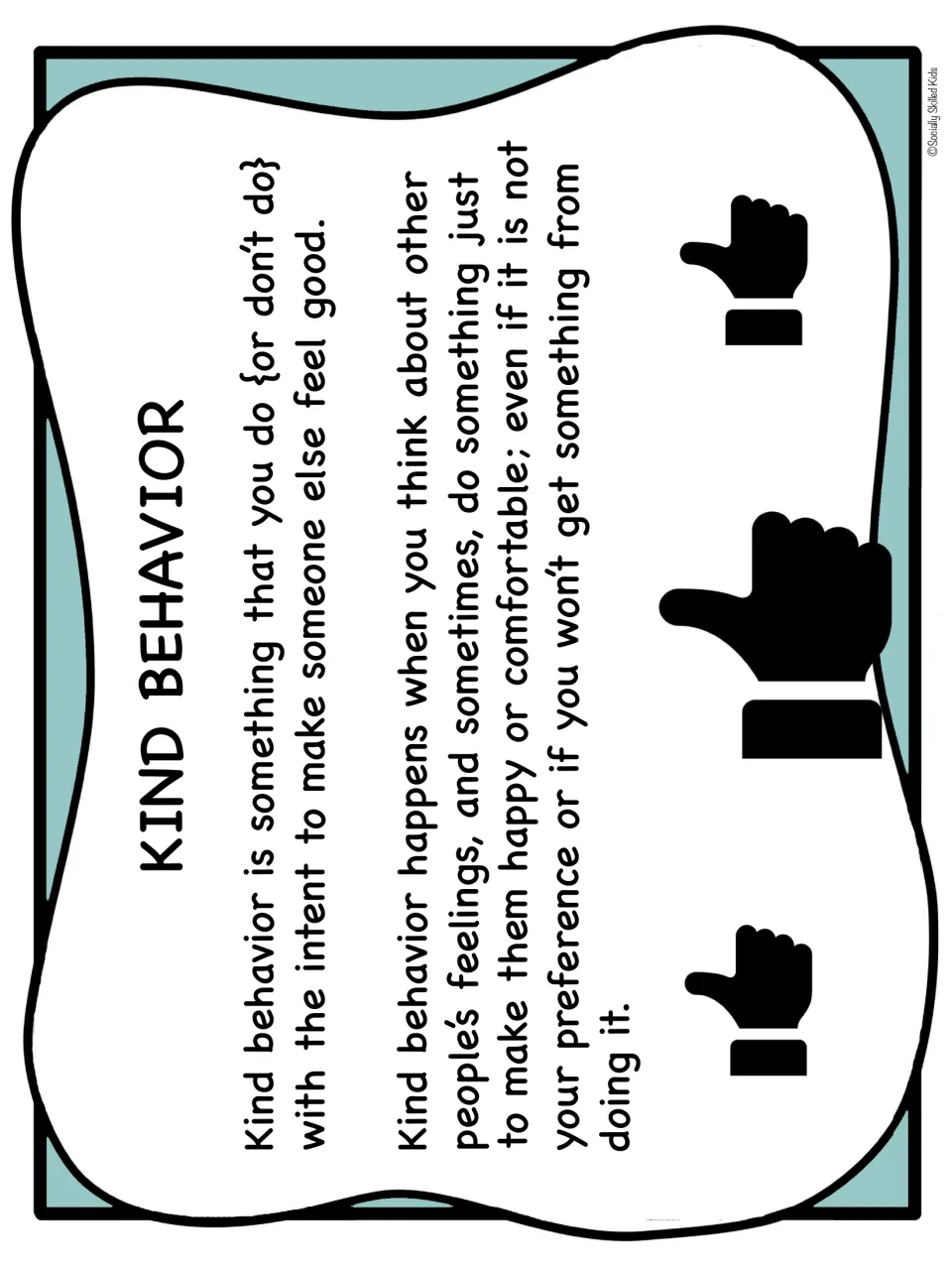 Kind behavior poster explains intending to make others feel good, even without getting something in return