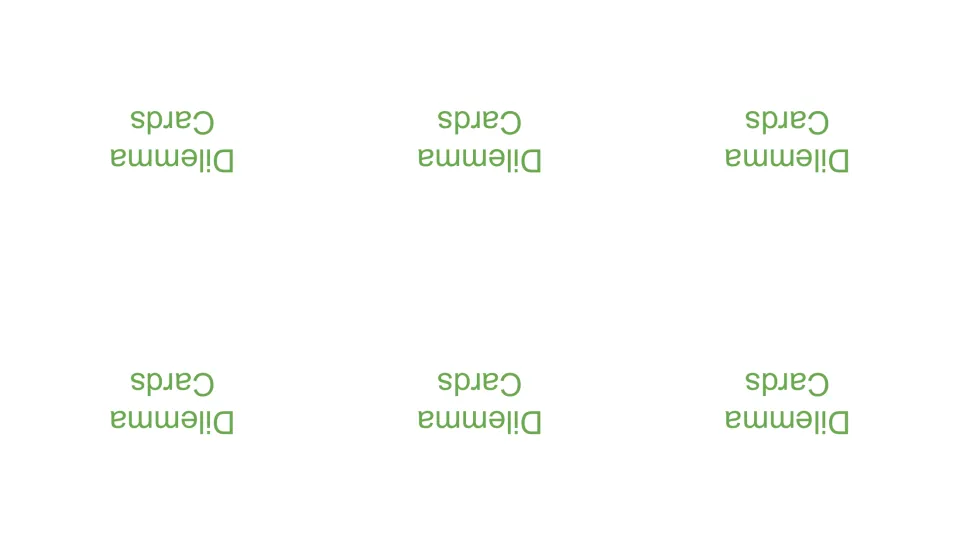 Six green 'Dilemma Cards' labels form the backs for the first sheet of friendship scenarios in the game