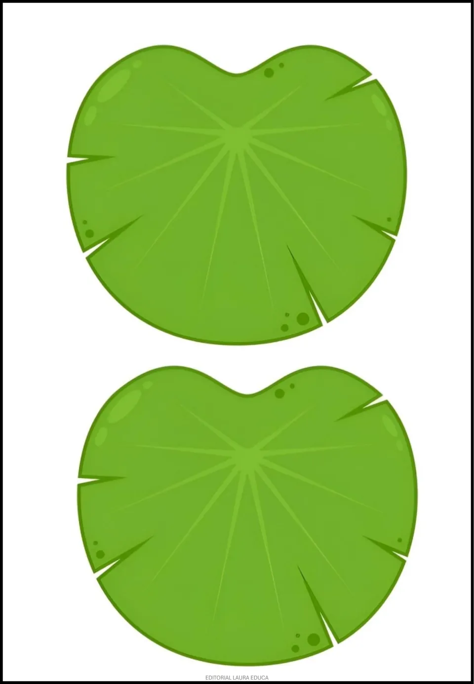Two blank green lily pad pieces accompanying the numbered lily pads in the frog-themed classroom decor set
