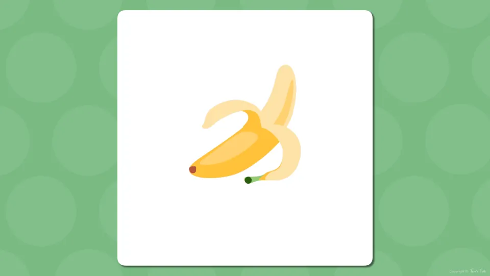 Fruit vocabulary presentation slide showing a partly peeled banana without a label, before its named version