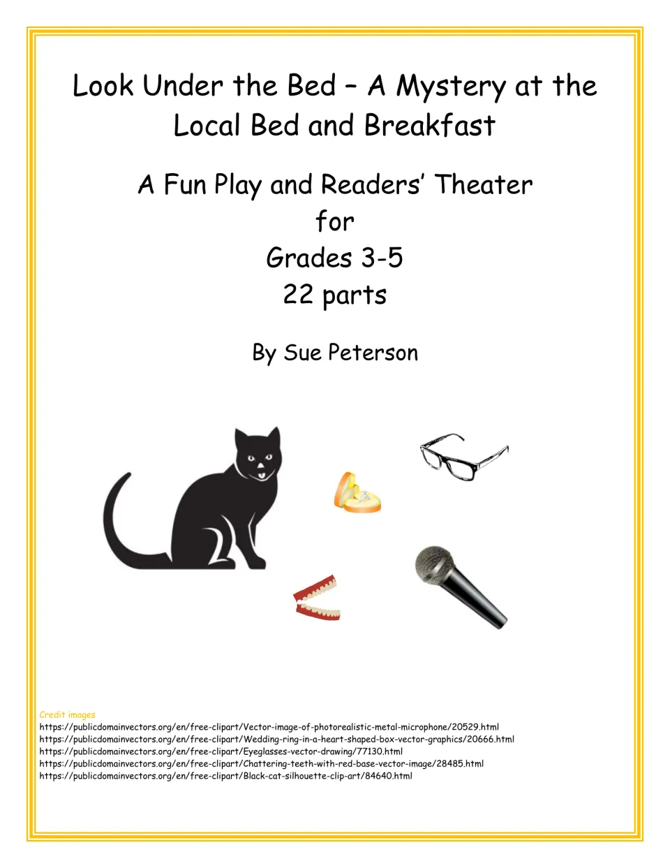 Cover for Look Under the Bed, a mystery play and readers’ theater for grades 3–5 with 22 parts, by Sue Peterson