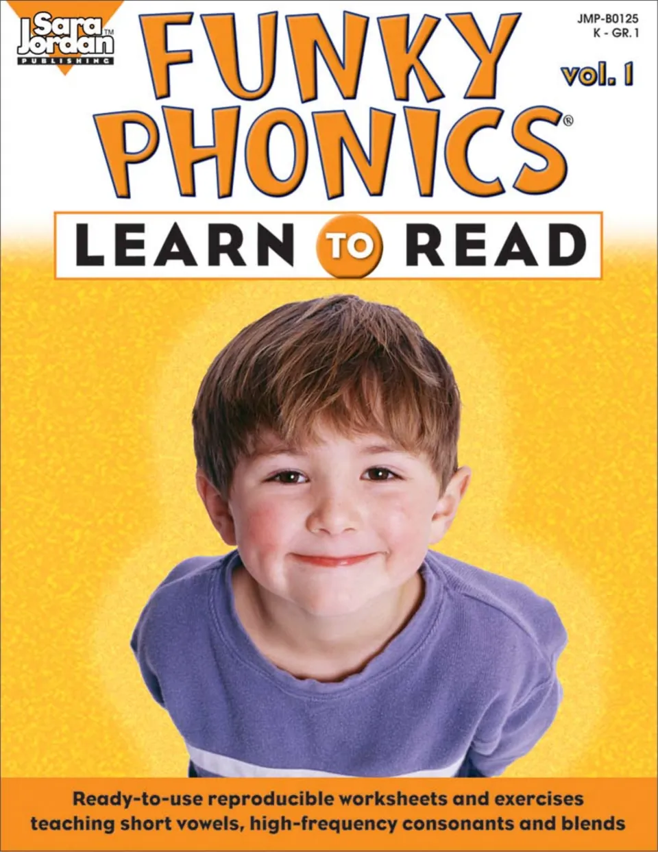 Funky Phonics Learn to Read vol. 1 cover: reproducible worksheets on short vowels, high-frequency consonants and blends