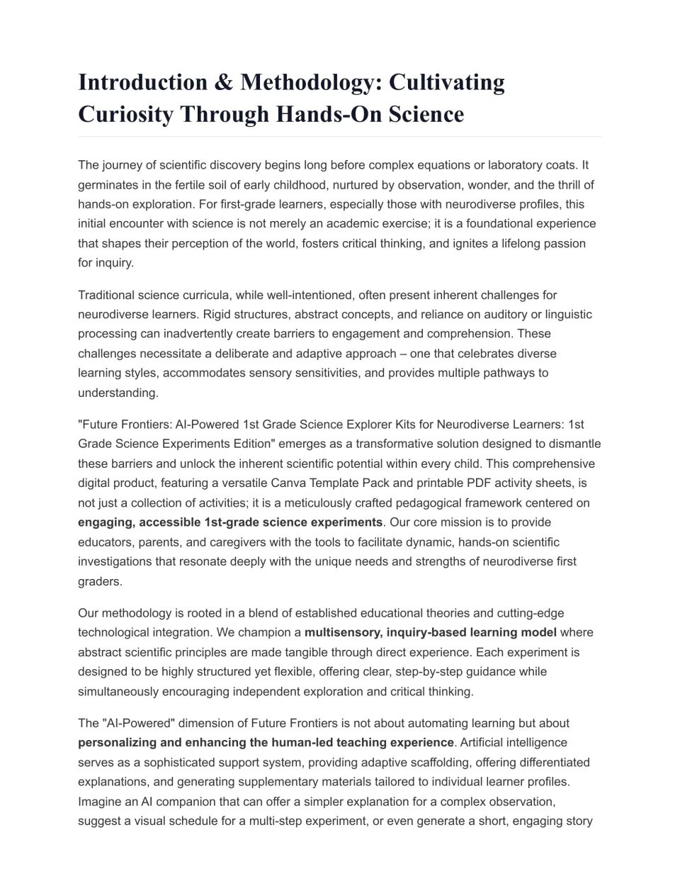 Introduction and methodology: reading on multisensory, inquiry-based science and AI scaffolding for neurodiverse learners