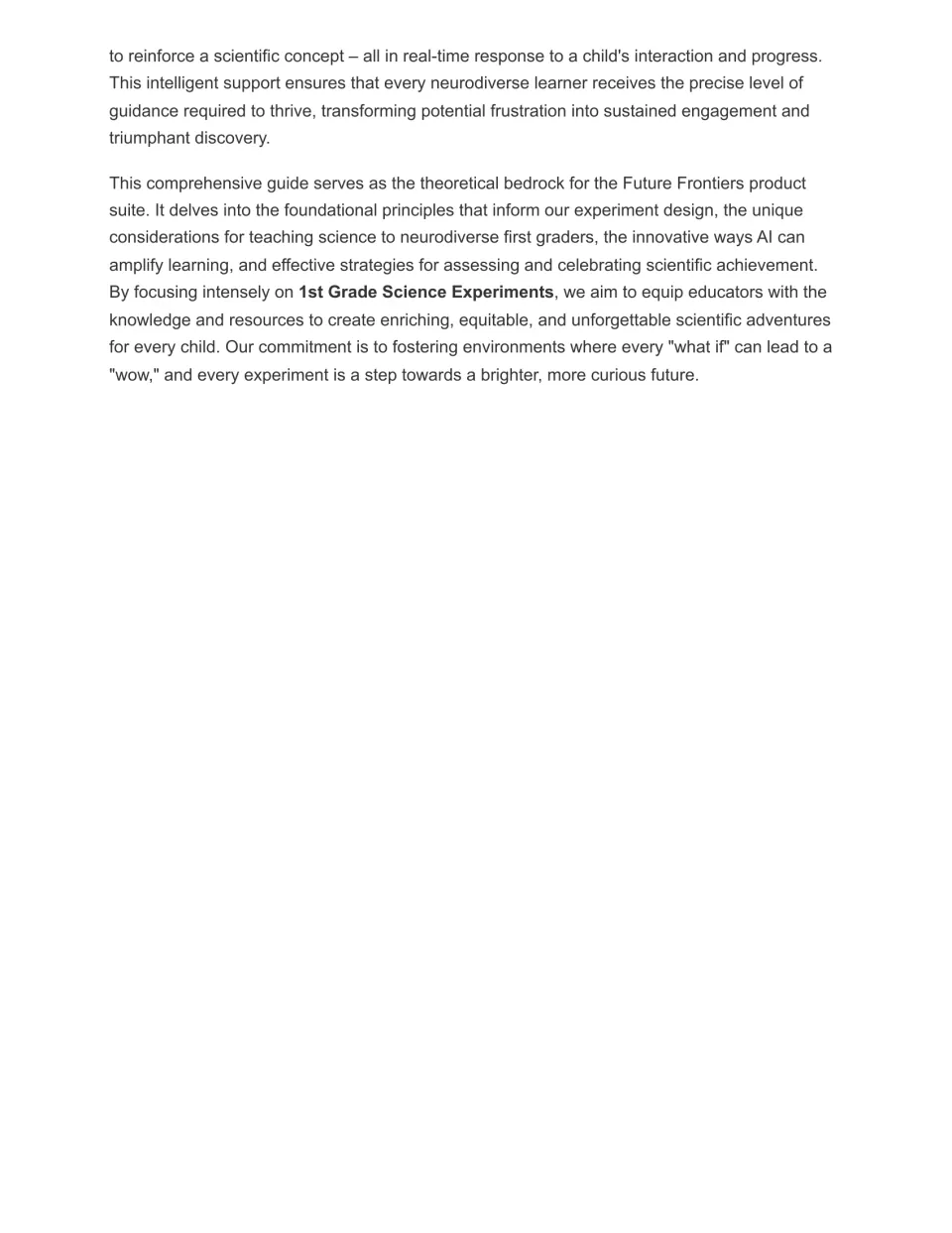 Introduction continued: overview of the guide's topics, from experiment design and AI support to assessing science learning