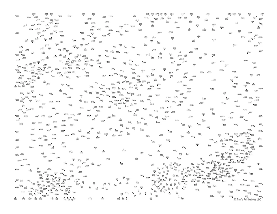 Galaxy dot-to-dot: students connect over 900 numbered dots in order, starting at 1, to reveal a spiral galaxy