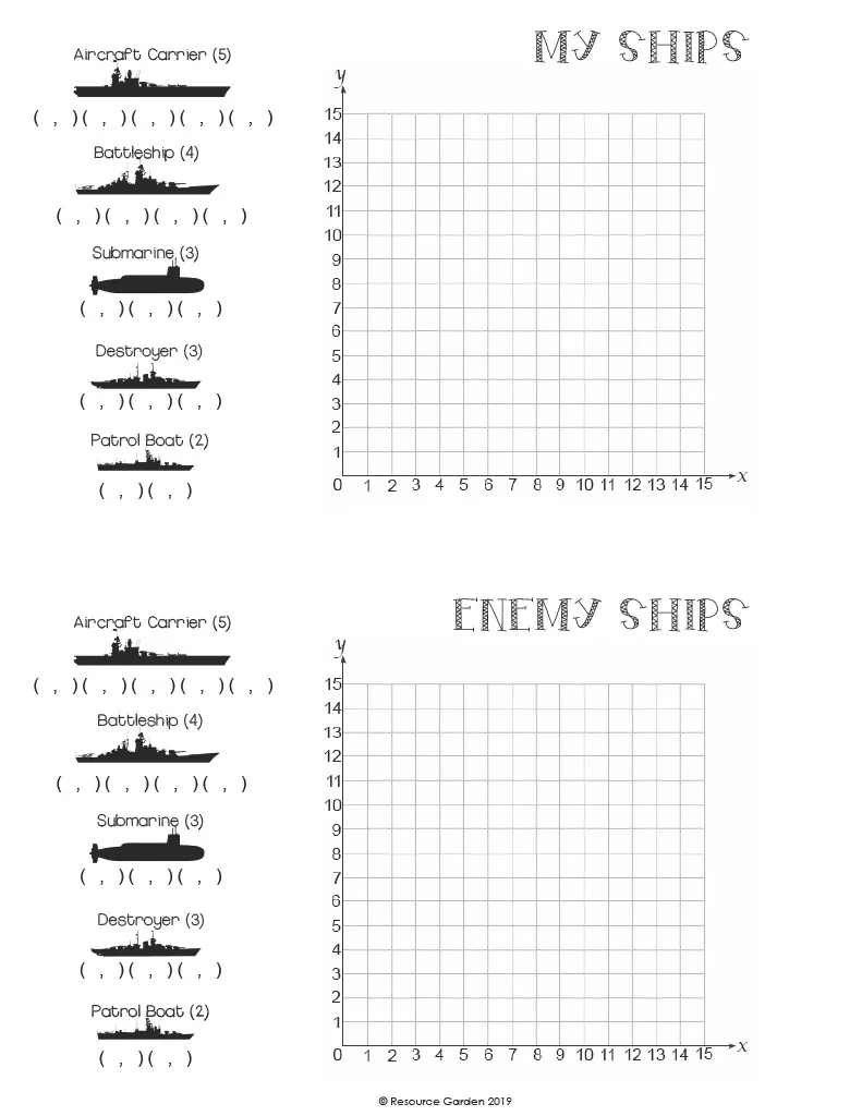 Battleship Coordinate Plane – Math Game – cover